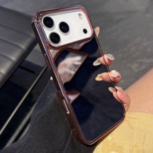 Luxury Plating Make Up Mirror Phone Case For iPhone 17Air 16 15 14 13 12 11 17 Pro Max Plus Hard Acrylic Shockproof Bumper Cover