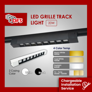 DFS LED Grille Light 20W Track Light Grille Light 6000K 4000K 3000K Tri Tone