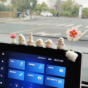 Cute Miniature White Duck Computer Screen DIY Decoration Car Interior Accessories Desktop Miniature Landscape Resin Craft