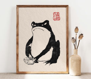 Vintage Animal Wall Art Japanese Black and White Print Pictures Home Decor Gifts Matsumoto Hoji Funny Frog Canvas Painting