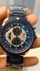 Jam Tangan Pria Fashion Liopark 8045 Analog Tanggal Anti Air Rantai Stainless Steel