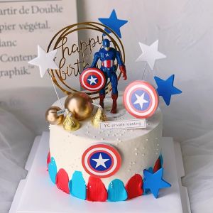 Avengers Cake Decoration Display Birthday Dessert Table Baking Plug-In Iron Man Green Giant Marvel Comics Superhero Theme