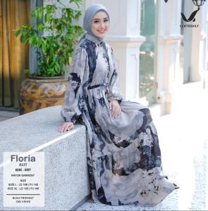 Gamis Wanita Baju Muslim Floria Dress Bahan Katun Rayon Garment Motif Bunga