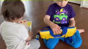Toddler Busy Board Montessori Toys Learning Educational Activities Travel Toy Dinosaur Dress up  Sensory Life Skill Backpack