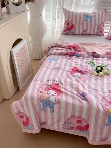 Cartoon Kuromi Summer Blanket Sanrio Melody Quilt Melody Comforter Single Queen King Size Washed Cotton Selimut tebal