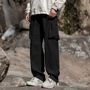 ROMON | Lormen Mens Casual Pants Summer New Wide Leg Ice Silk Thin Loose Straight Tube Workwear Long Trousers Breathable Cool Feeling