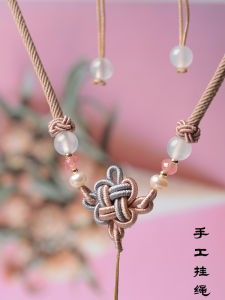 High-End Woven Jade Pendant Hemp Rope for Women Luxury Gold-Streaked Jade Necklace with Anchor Clasp ly Baked Fashion Jewelry