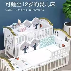 Multifunctional Movable Wooden Baby Cot