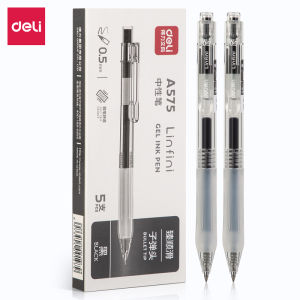 deli | DELI Retractable Gel Ink Pens Black Blue Bullet Tip Office Writing Pen 0.5 mm Replaceable Refills School Supplies