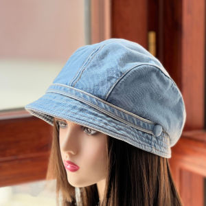 Women Cotton Fisherman Hat Bucket Hats Summer Sunscreen Panama Denim Fabric Sunbonnet Outdoor Casual Fisherman Hat Beach Cap