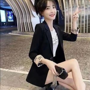 Slim Fit Womens Blazer Jacket for Spring Summer with Long Sleeves and Suit Collar Easy Matching Discounted Brand Clothing