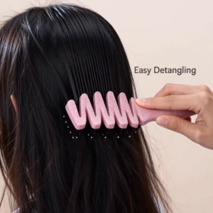 AKIRACOSME Hair Brush – Natural Wild Boar Bristles Straightening Hair Care Tool Comb 10° Curved Design Anti-Static Reduce Frizz & Dryness Add Shine & Volume for All Hair Types