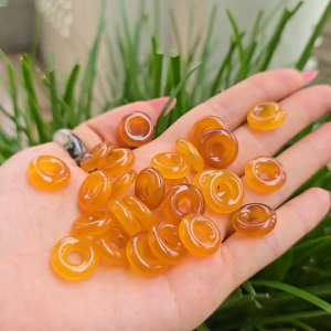 Q2459 Mặt khấu bình an - Charm đồng điếu mập Hippy Ngọc Agate Vàng đường kính 14mm làm mặt dây chuyền mix vòng tay 2 màu: vàng đậm & vàng sáng - Phong Thủy TUDO