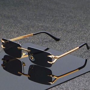Mens and Womens Casual Square Frameless Metal Fashion Glasses for Casual Activities Lightweight Decorative Accessories