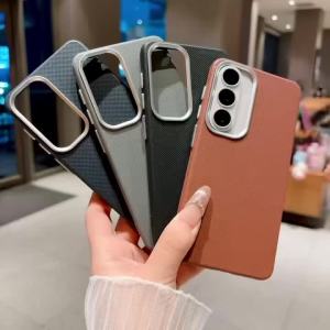 Samsung | Woven Texture Leather Phone Case For Samsung Galaxy S26 Ultra S25 S24 S23 Ultra Plus A56 A57 A36 A37 Matte Shockproof Shell Capa