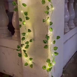 Solar Artificial Leaf Led String Flower Lights Garland Christmas Decoration Outdoor Room Curtain Lamp Wedding Party Garden Decor