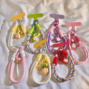 Fruit Mobile Phone Lanyard Pendant Woven Wrist Carrying Strap Phone Case DIY Mobile Phone Charm Drop-Resistant Dopamine Portable Wrist Strap Cartoon Ins Pendant Portable Keychain Trending Women