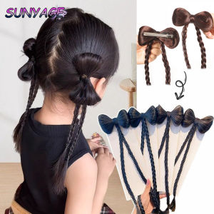 SUNYAGE Synthetic wig Fried Dough Twists braid clip wrap ball head imitation braid double ponytail braid bow boxing braid