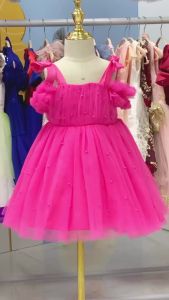 1 to 5 Yrs Kid Summer Baby Girls Ceremonial Dress Childrens Pearl Tulle Princess Party Dresses For Wedding Tutu Perform Vestido