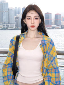 เสื้อเชิ้ตลายสก็อตสีเหลืองแขนยาวทรงหลวมสบายๆ สำหรับผู้หญิง เสื้อโค้ทลายสก็อตแบบหลวมๆ สไตล์สตรีท ฤดูใบไม้ร่วง