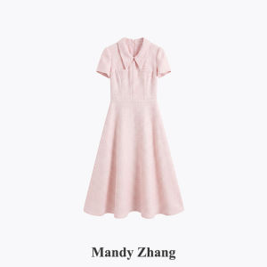 Elegant Blue Short Sleeve Summer Dress Long