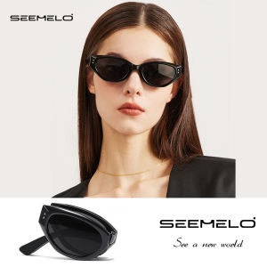 SEEMELO Women’s Foldable Sunglasses Retro Cat’s Eye Sunglasses Narrow Frame Fashion Summer Sunglasses UV400 Protection Polarized Sunglasses Eyes Protection Eyewear Sun Glasses For Women