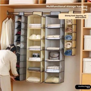 MOMIAN | Closet Organizer Shelf Cabinet Divider Hanging Closet Partition Basket Layered Rack Fabric Storage Bag