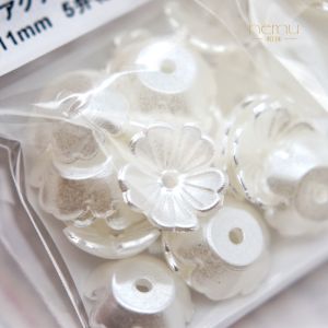 Japanese Partsclub Five Flowers Resin Pearlescent White Pearl Flower Elegance Woven Parts DIY Ornament Accessories