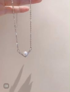 GLAMOR✨ Pearl Moon Elegant S925 Silver Pearl Pendant Necklace with Diamond Accents 42cm/45cm