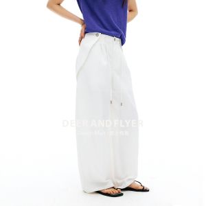 Balloon Pants Dual Color Drawstring Lightweight Design Straight Leg High Waist Long Trousers for Women by Deer And Fly Bird