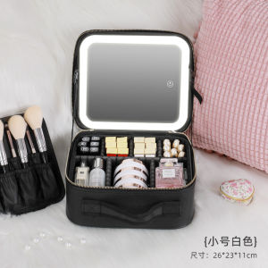 Portable Travel Cosmetic Bag Large Capacity Waterproof Womens Makeup Bag with Mirror Cute Storage Box for Travel