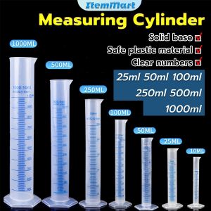ItemMart 25/50/100/250/500/1000ml Plastic Measuring Cylinder Chemistry Laboratory Measure Cup Tool