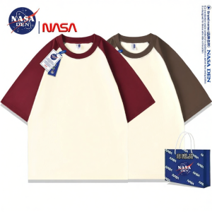 American Style Simple Heavyweight Cotton T-Shirt Casual Loose Raglan Sleeve