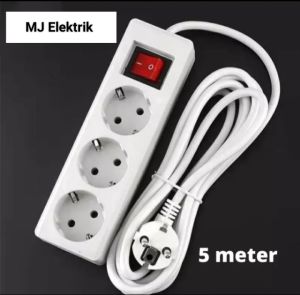 Stop Kontak Listrik 3 Lubang Kabel Arde 5m / 5 Meter KAWASHUKI / SUNFREE MJ Elektric