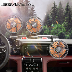 SEAMETAL Car Fan 360° Adjustable 3 Head Air Fan Automotive Electric Fan USB/12V/24V 2 Speeds Car Silent Fan for Car Home Office