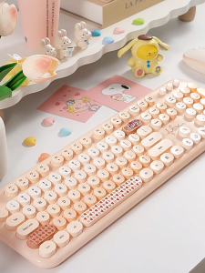 [SG Stock] MOFII Love Wireless Keyboard Mouse Set Cute Cartoon Design for Office Home use suitable for Laptop