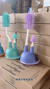 แปรงล้างขวดนมเด็ก ซิลิโคนปลอดภัย ขนนุ่ม ทำความสะอาดง่าย ไม่เป็นรอย พร้อมแปรงล้างจุกนม ชุดอุปกรณ์แม่และเด็ก