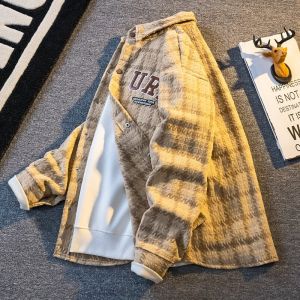  Coat Mens Stylish Niche Fancy Handsome Jacket Trendy Loose Casual American Plaid Shirt