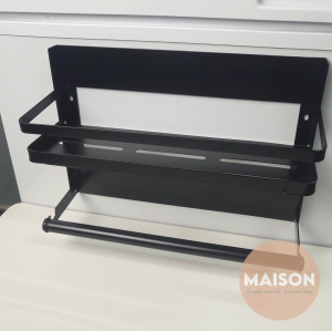 [SG STOCK] Foldable Magnetic Fridge Rack Organizer Kitchen Towel Holder Condiments Rack Shelf Storage Housewarming Gift