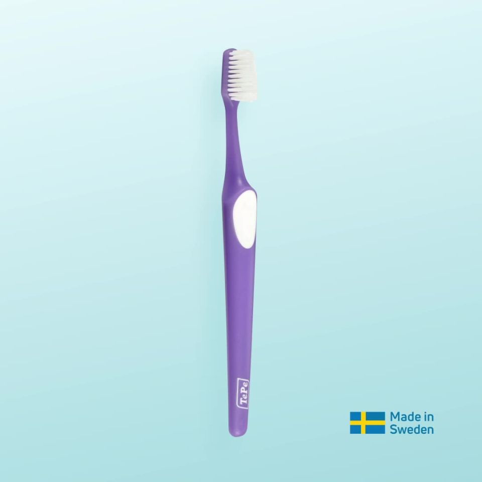 TePe Supreme ™ Regular Toothbrush Soft Bristle Toothbrush Tapered Brush Head for Sensitive Teeth and Gum Care Assorted Colors 1 PC