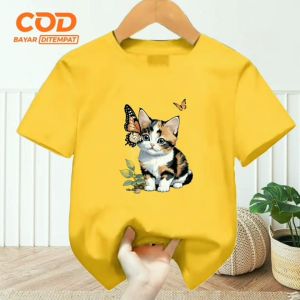 Kaos Atasan Anak Usia 1-12 Tahun Bergambar KUCING KUPU Lengan Pendek