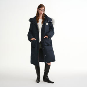DUSHU | Plus Size Raccoon Fur Collar Long Winter Down Jacket