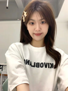 Premium Heavyweight Pure Cotton White T-Shirt Womens Oversize Summer Casual Simple Shoulder Loose Short Sleeve Top