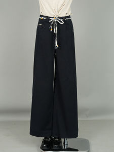 High Waist Wide Leg Pants Womens Loose Casual Trousers Drapey Rope Buckle Straight Tube Long Pants Fashionable Autumn New Arrival