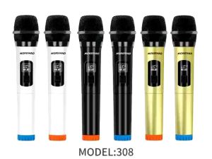 Golden Wireless Microphone Dynamic Mic Karaoke Microphone UHF 18650 battery bluetooth speaker HD Sound work time 16-18 hours 100M Dual Handheld Dynamic Microphone for Church Karaoke Machine Speech Wedding Party Singing