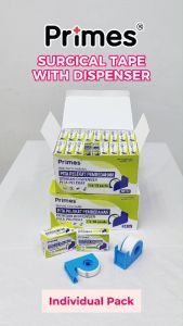 Primes Surgical Tape with Dispenser(Non Woven)(Individually packaged)½” x 10 yards (36 Roll /Box)/1” x 10yards (24 Roll/Box)