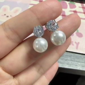 Huitan Vĩnh Cửu Mô Phỏng Ngọc Trai Bông Tai Nữ Cổ Điển Thiết Kế Thanh Lịch Cưới Đính Hôn Trang Sức Hợp Kim Đồng