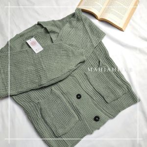 1Set Rosé Cardigan + Rok Plisket Paket Hemat OOTD Korean style rajut