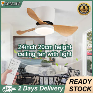 Gogeous 24/26/28inch ceiling fan with light modern design tricolor light 6 gear wind ceiling fan with led lights and remote 20cm height white nordic ceiling fan with lights for dinning room bedroom