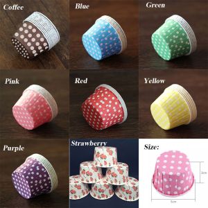 DIVECY 100PCS Dot Decorate Bakeware Muffin Cup Baking Wrapper Cupcake Liner Pan Case Paper